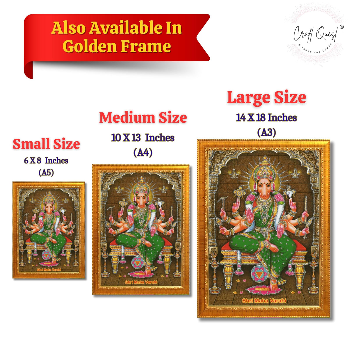 CRAFT QUEST Varahi Amman Photo Varahi Wall Painting Photo Frame With Acrylic Glass| South Devi God Frame for Home, Office, Temple & Gifting