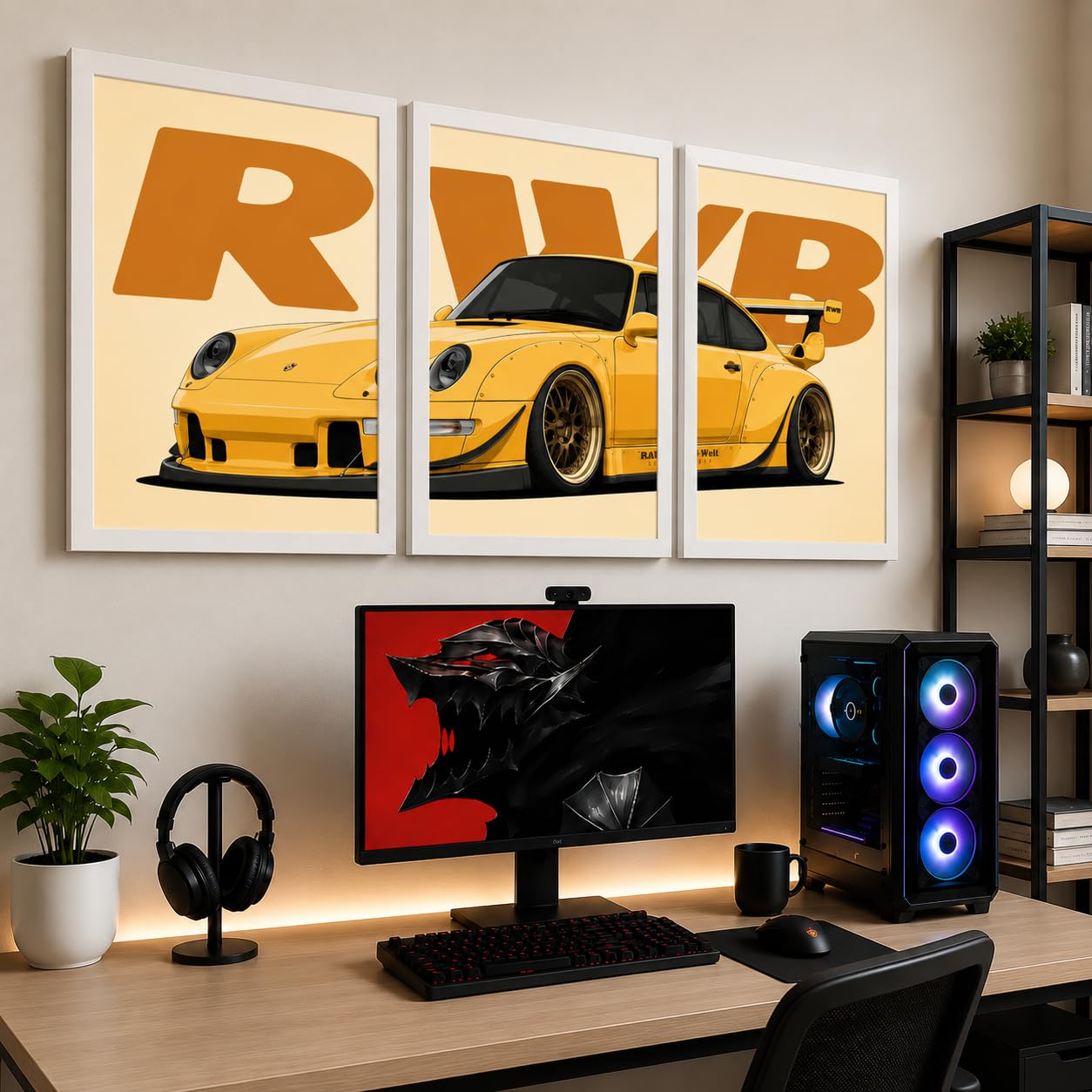 VENUXE ARTS Set Of 3 Big Sports Cars Framed Posters Gift Items for Boys Room Wall Decoration Bedroom Living Room Office Studio Décor | Car Poster Frame for Wall Décor