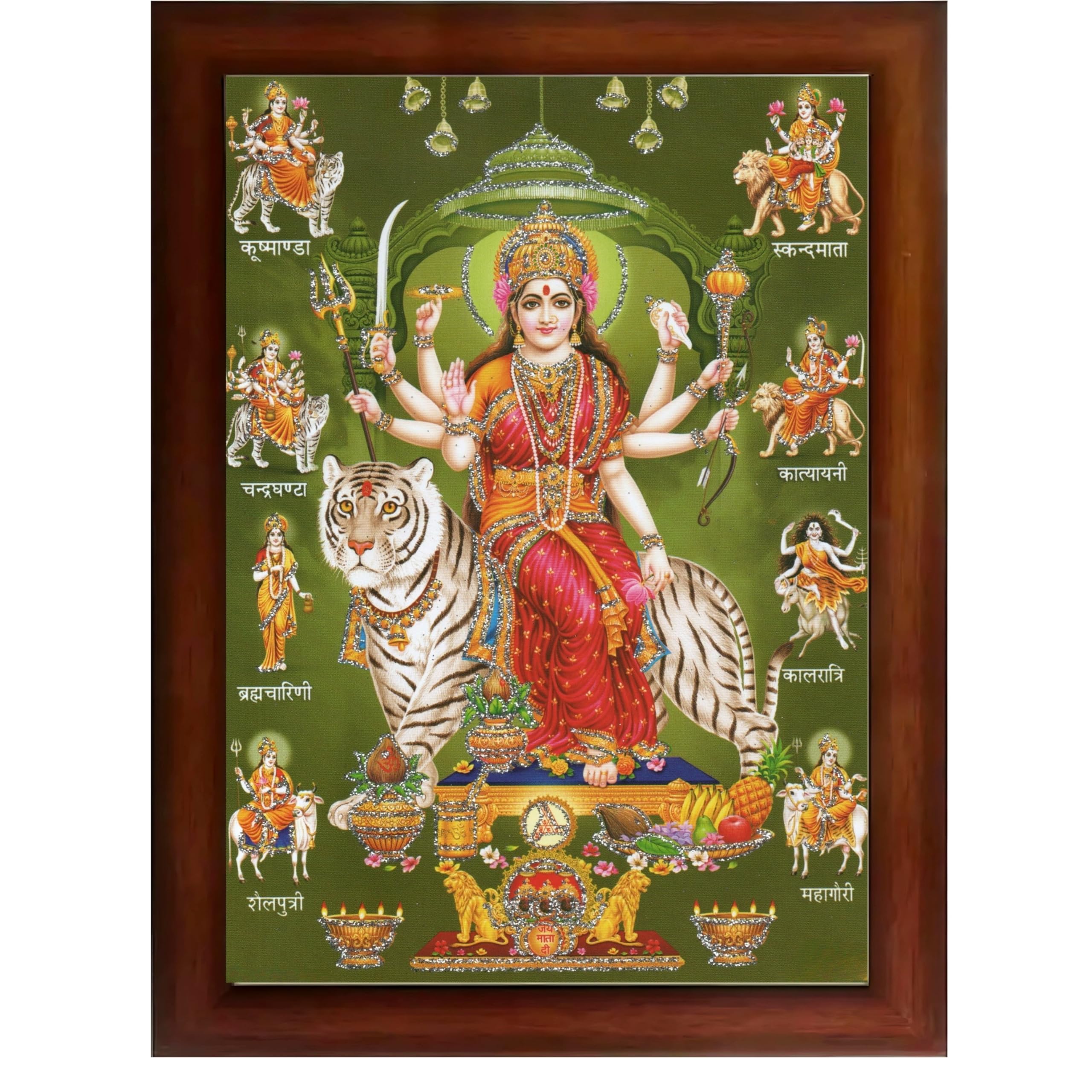 CRAFT QUEST Durga Maa Nav Navadurga Navdurga Wall Painting Framed Home Decor Items