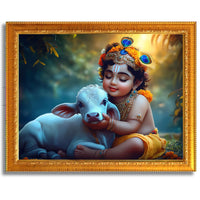 CRAFT QUEST Little Krishna Bal Gopal Wall Photo Frame | Hindu God Kanha Devotional Home Decor | Gift Item