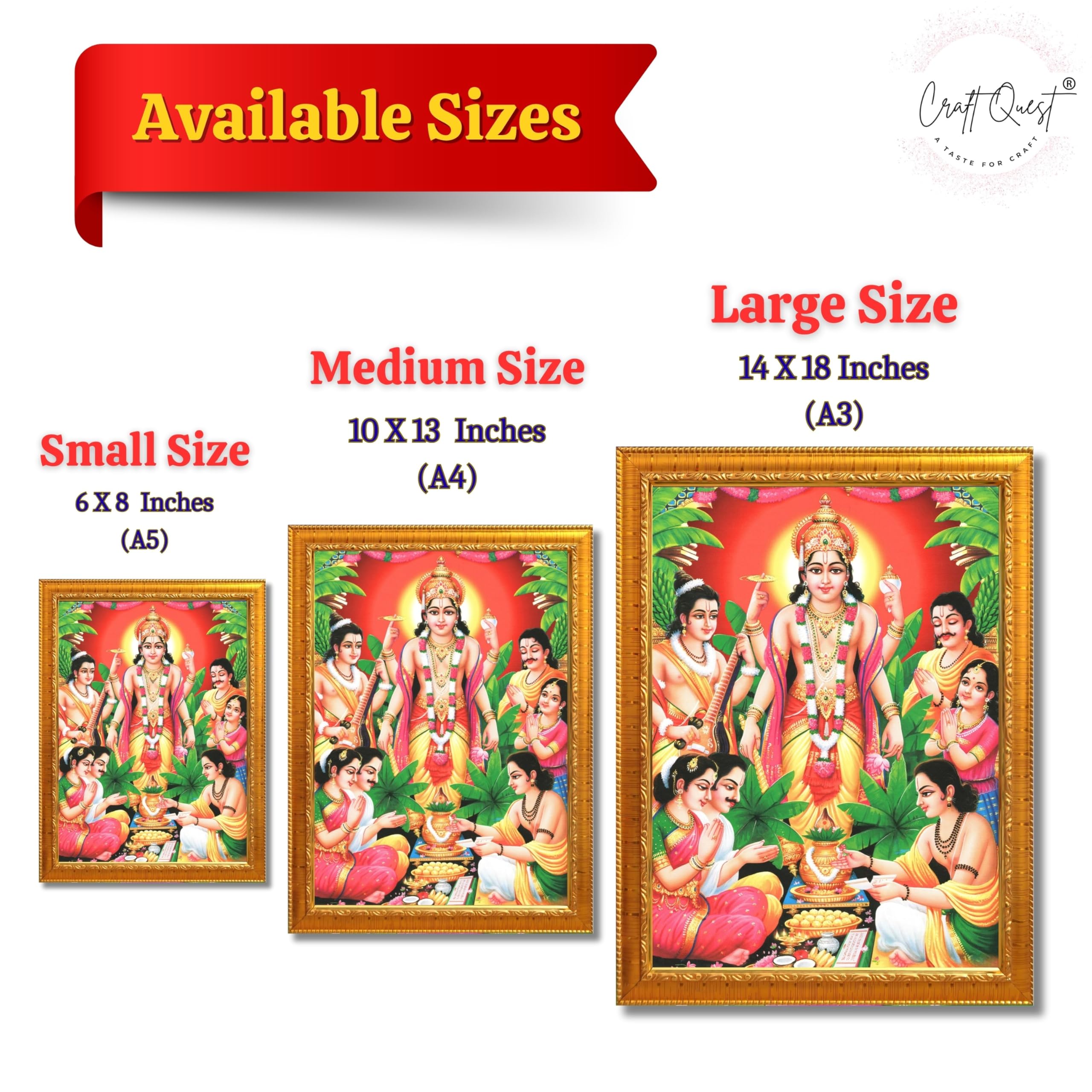 CRAFT QUEST Satyanarayana Swamy Hindu God Satyanarayan Photo Frame | Religious Photo Frame | Ideal for Home, Office, Temple & Puja Room, Wall Decor