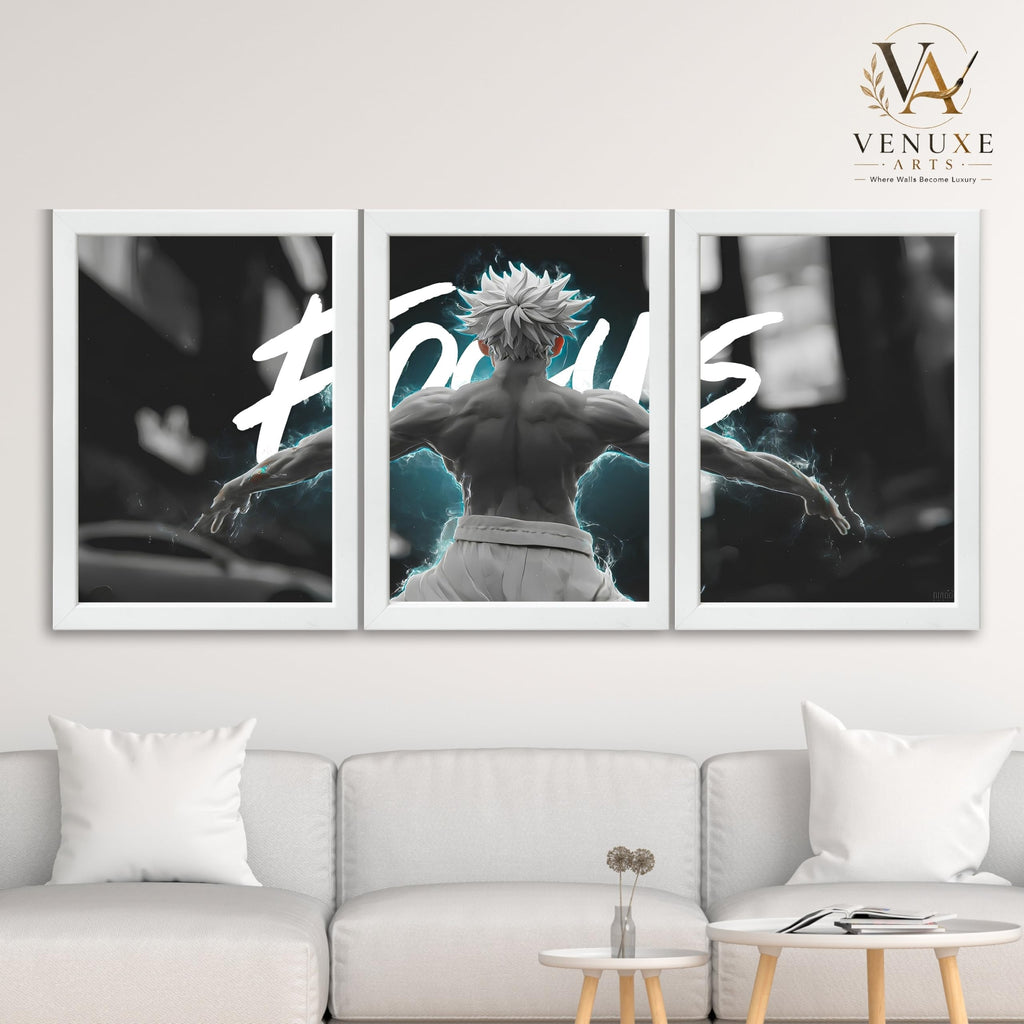 VENUXE ARTS Set Of 3 Anime Characters Wall Framed |Anime Characters Framed Poster for Living Room Bedroom Gaming Room Studio Wall Decor