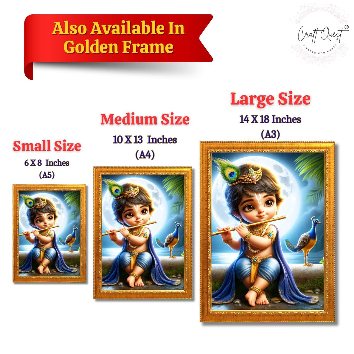 CRAFT QUEST Bal Gopal Painting | Mohan Murari Kanha Ji Poster | Walls Home Bedroom Living Room Decoration Gift.
