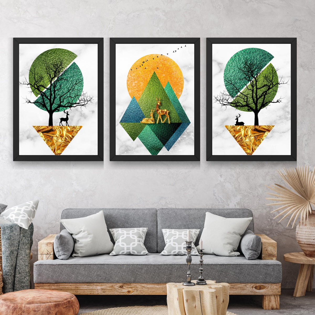 CRAFT QUEST Modern Art Abstract Wall Art | Set of 3 Frames for Home Decoration | Ideal for Living Room, Bedroom & Offices
