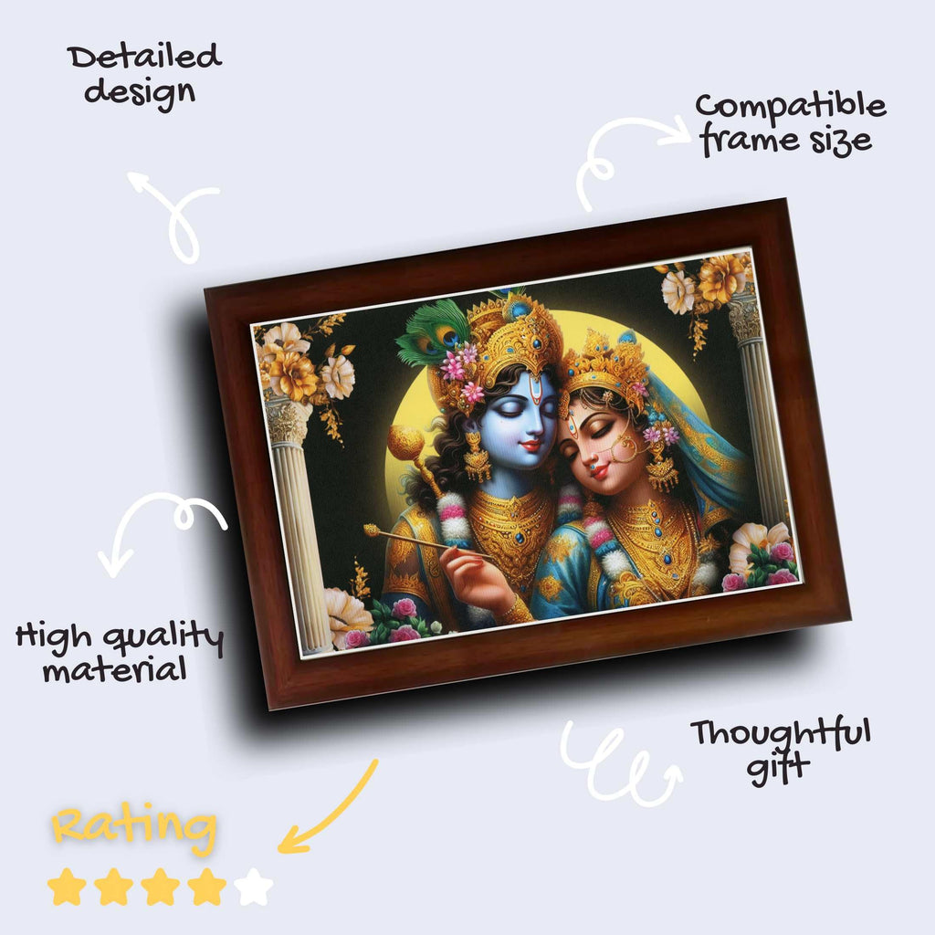 CRAFT QUEST Radha Krishna Art Photo Framed Painting for Home and Bedroom Wall Decoration of Size 14X10 Inches with Frame And Acrylic Glass RK207