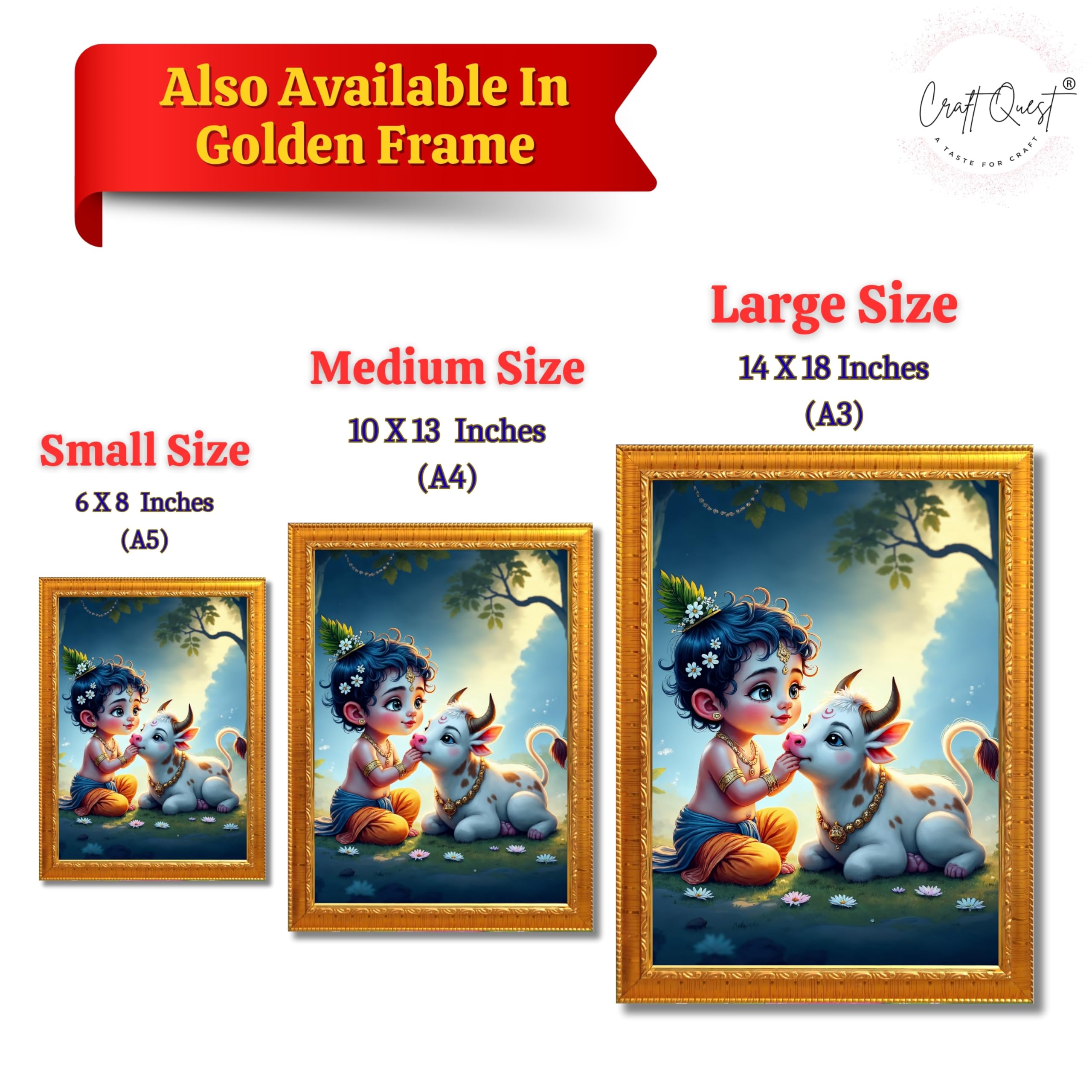 CRAFT QUEST Bal Gopal Makhan Chor Wall Photo Frame | Hindu God Kanha Devotional Home Decor | Gift Item