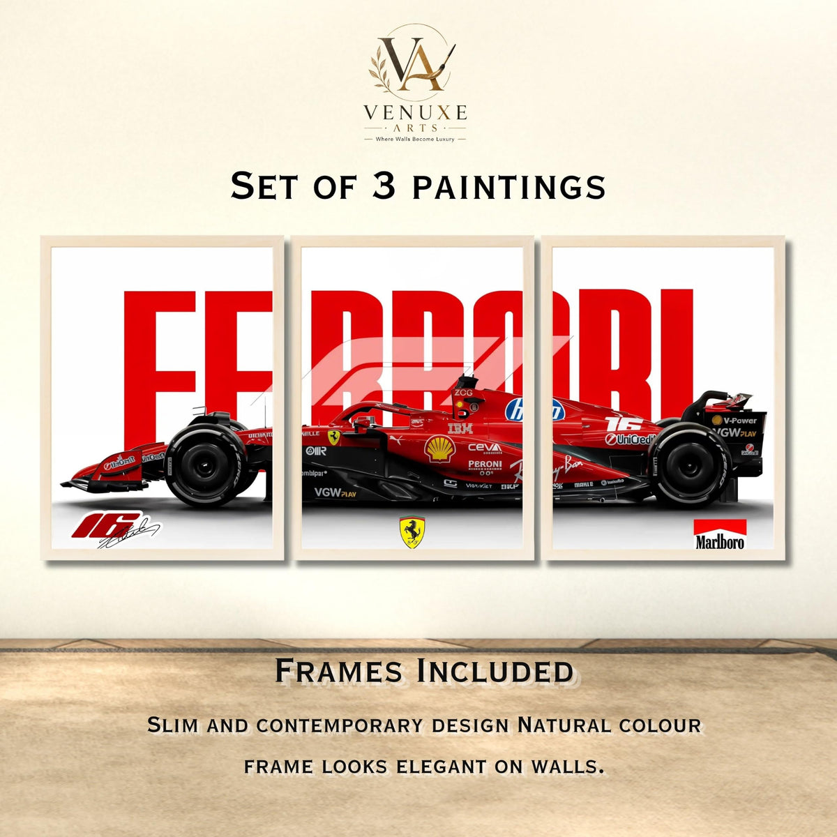 VENUXE ARTS Set Of 3 Big Sports Cars Framed Posters Gift Items for Boys Room Wall Decoration Bedroom Living Room Office Studio Décor | Car Poster Frame for Wall Décor
