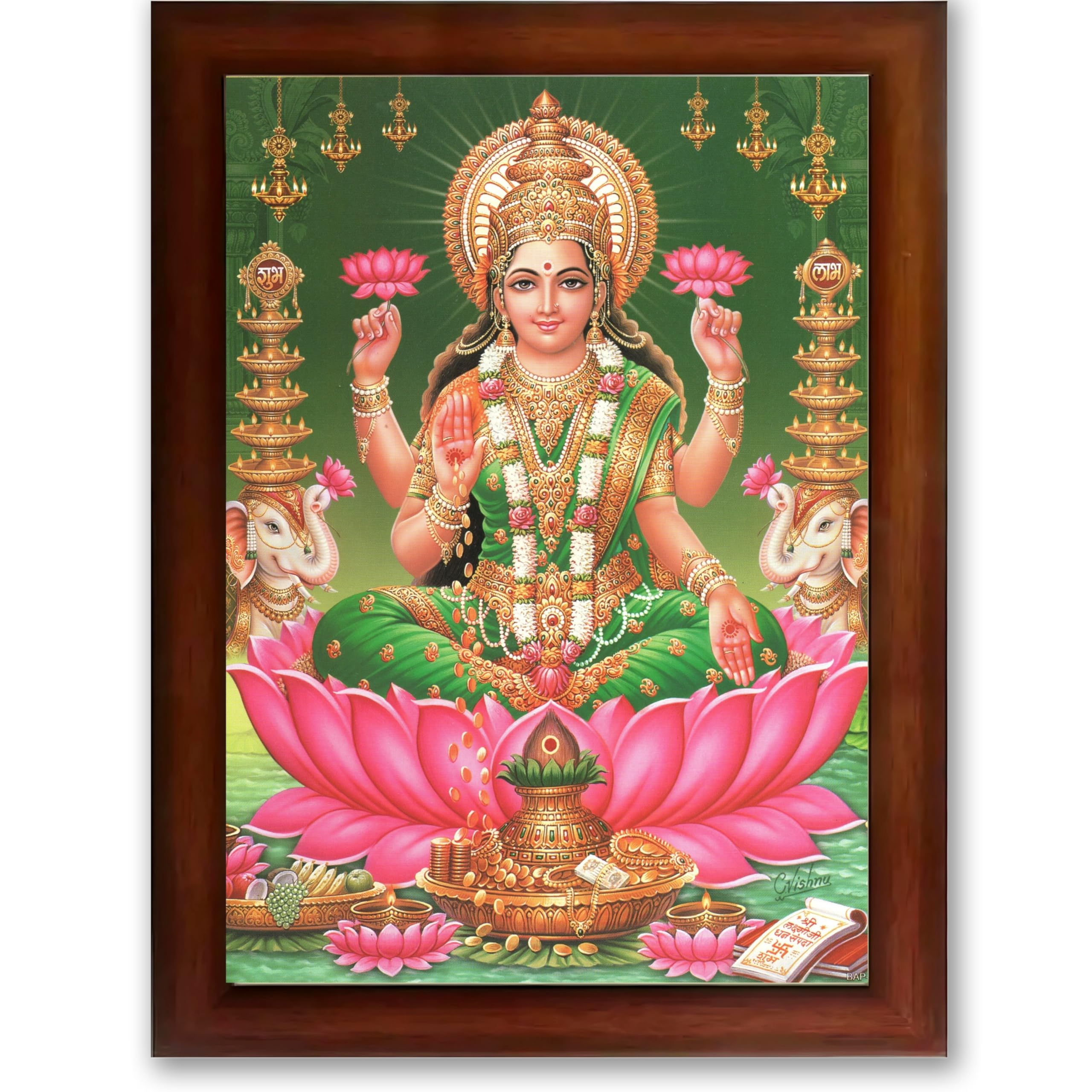 CRAFT QUEST Goddess Lakshmi Devi Dhana Vaibhav Laxmi Maa Wall Painting Frame Home Decor