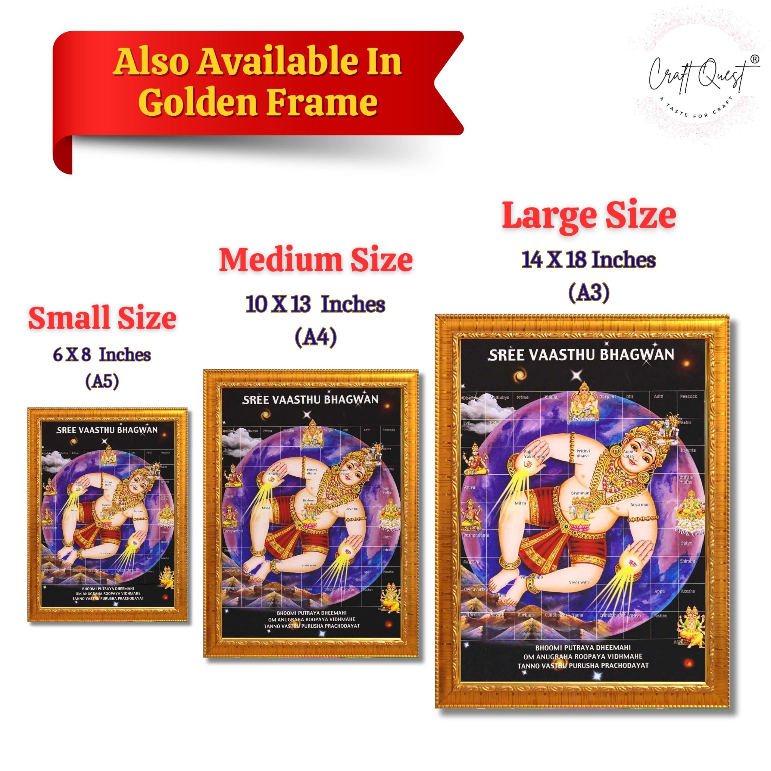 CRAFT QUEST Bhagwan Vastu Purush Bhagavan Vasthu Purusha Wall Painting Photo Framed Home Décor Best Gifting Item