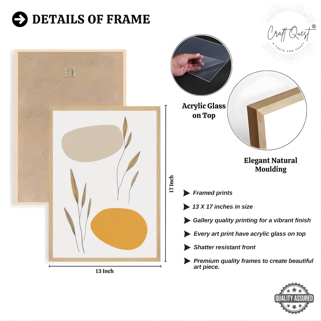 CRAFT QUEST Organic Abstract Wall Art Modern Art | Set of 3 Frames for Home Decoration | Ideal for Living Room, Bedroom & Offices
