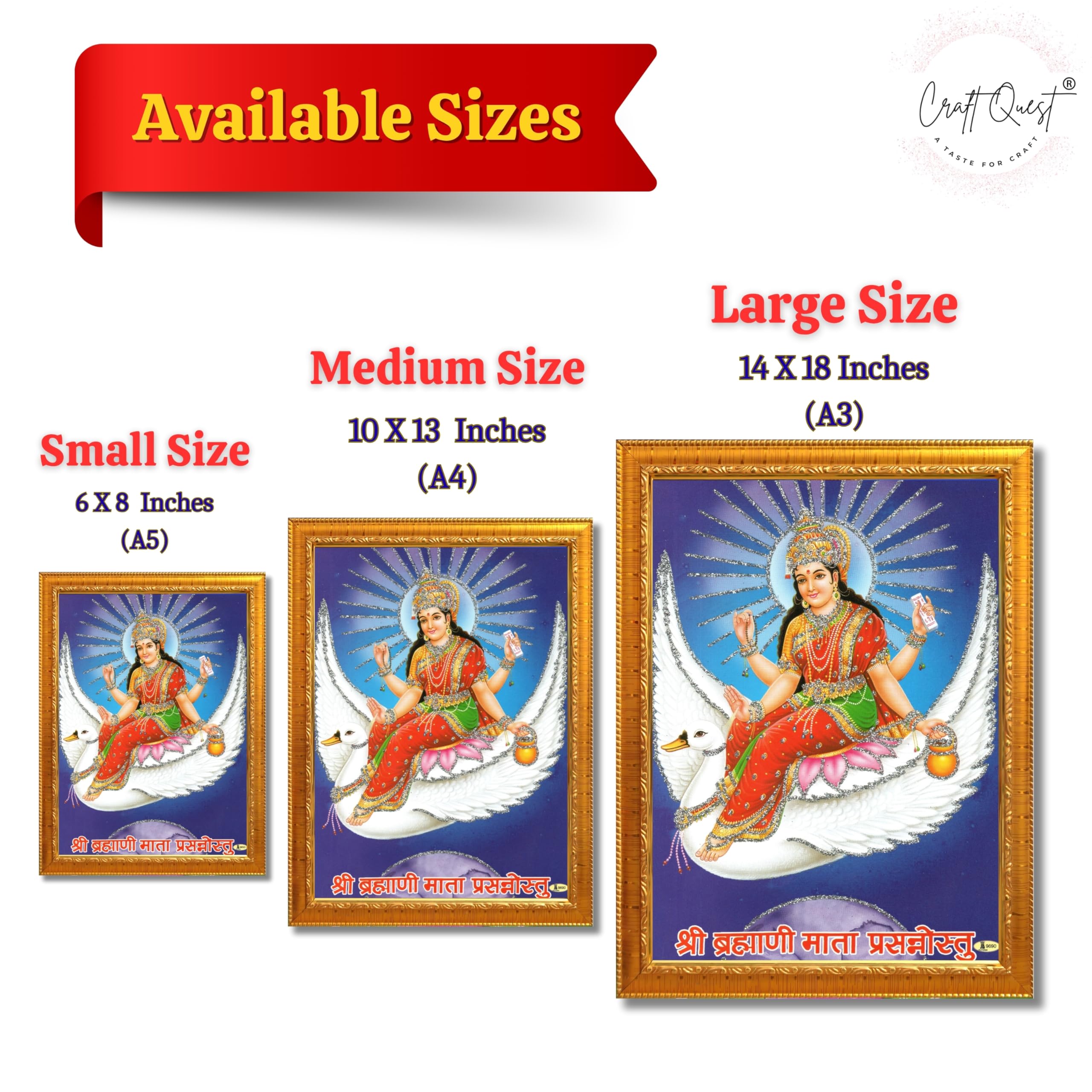 CRAFT QUEST Brahmani Maa Mata Mataji Wall Painting Framed Home Decor wooden framed
