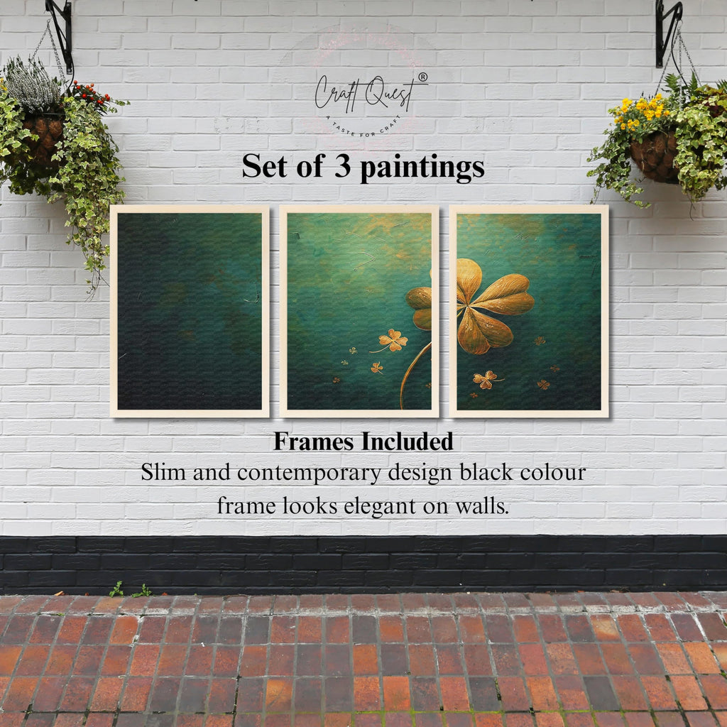 CRAFT QUEST Nature Inspired Flowers & Leaves Wall Art | Set of 3 Frames for Home Decoration | Ideal for Living Room, Bedroom & Offices
