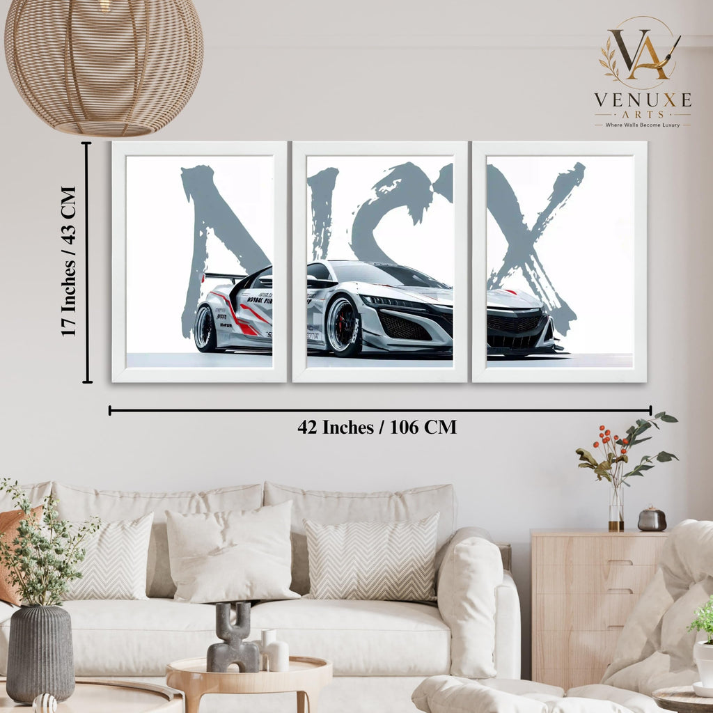 VENUXE ARTS Set Of 3 Big Sports Cars Framed Posters Gift Items for Boys Room Wall Decoration Bedroom Living Room Office Studio Décor | Car Poster Frame for Wall Décor