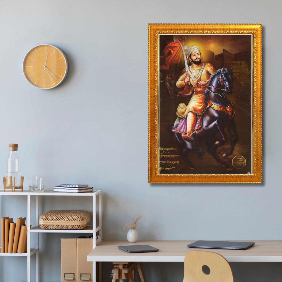 CRAFT QUEST Chhatrapati Shivaji Maharaj photo frame Home Decorative item with synthetic frame