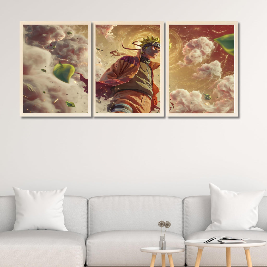 VENUXE ARTS Set Of 3 Anime Characters Wall Framed |Anime Characters Framed Poster for Living Room Bedroom Gaming Room Studio Wall Decor