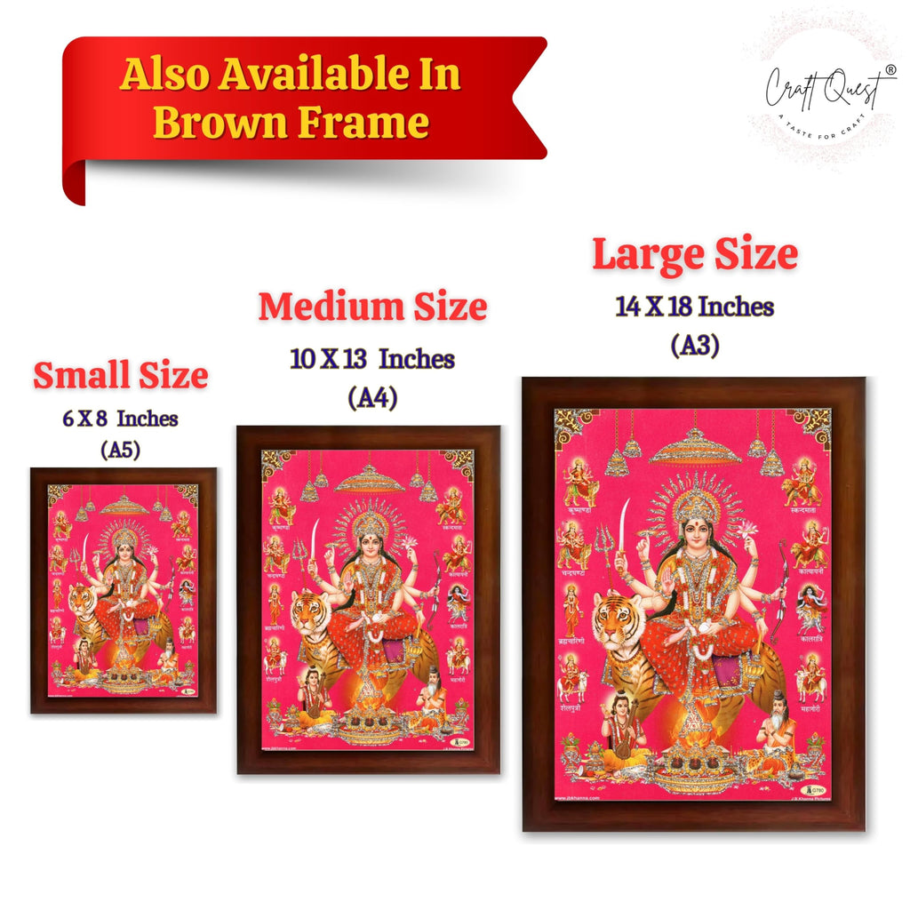 CRAFT QUEST Durga Maa Mata Goddess Nav Navadurga Navdurga Wall Painting Framed Home Décor