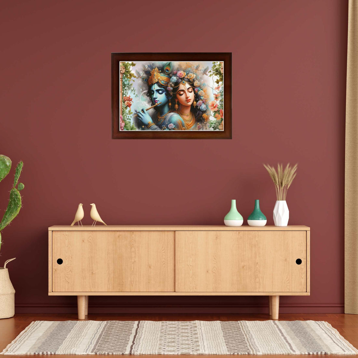 CRAFT QUEST Radha Krishna Art Photo Framed Painting for Home and Bedroom Wall Decoration of Size 14X10 Inches with Frame And Acrylic Glass RK212