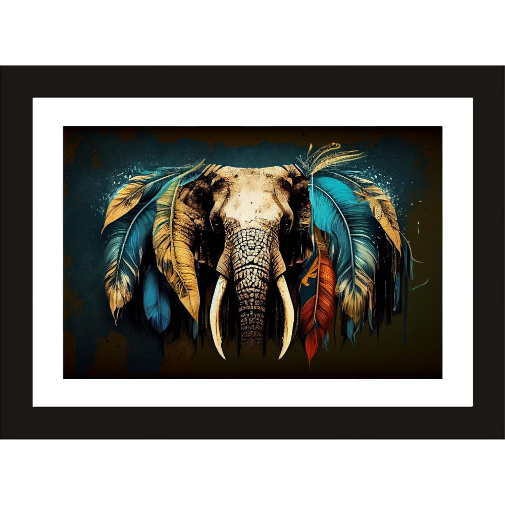 CRAFT QUEST Abstract Modern Pachyart Art Painting Poster Frame for Home & Office Wall Decoration - Portrait, Wall Display (Black, 14x10 Inch Frame with Art Print) (Tropical Reverie)