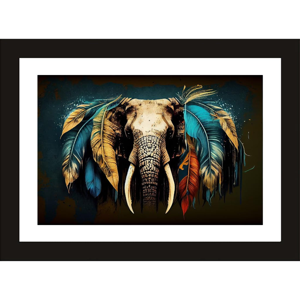 CRAFT QUEST Abstract Modern Pachyart Art Painting Poster Frame for Home & Office Wall Decoration - Portrait, Wall Display (Black, 14x10 Inch Frame with Art Print) (Tropical Reverie)