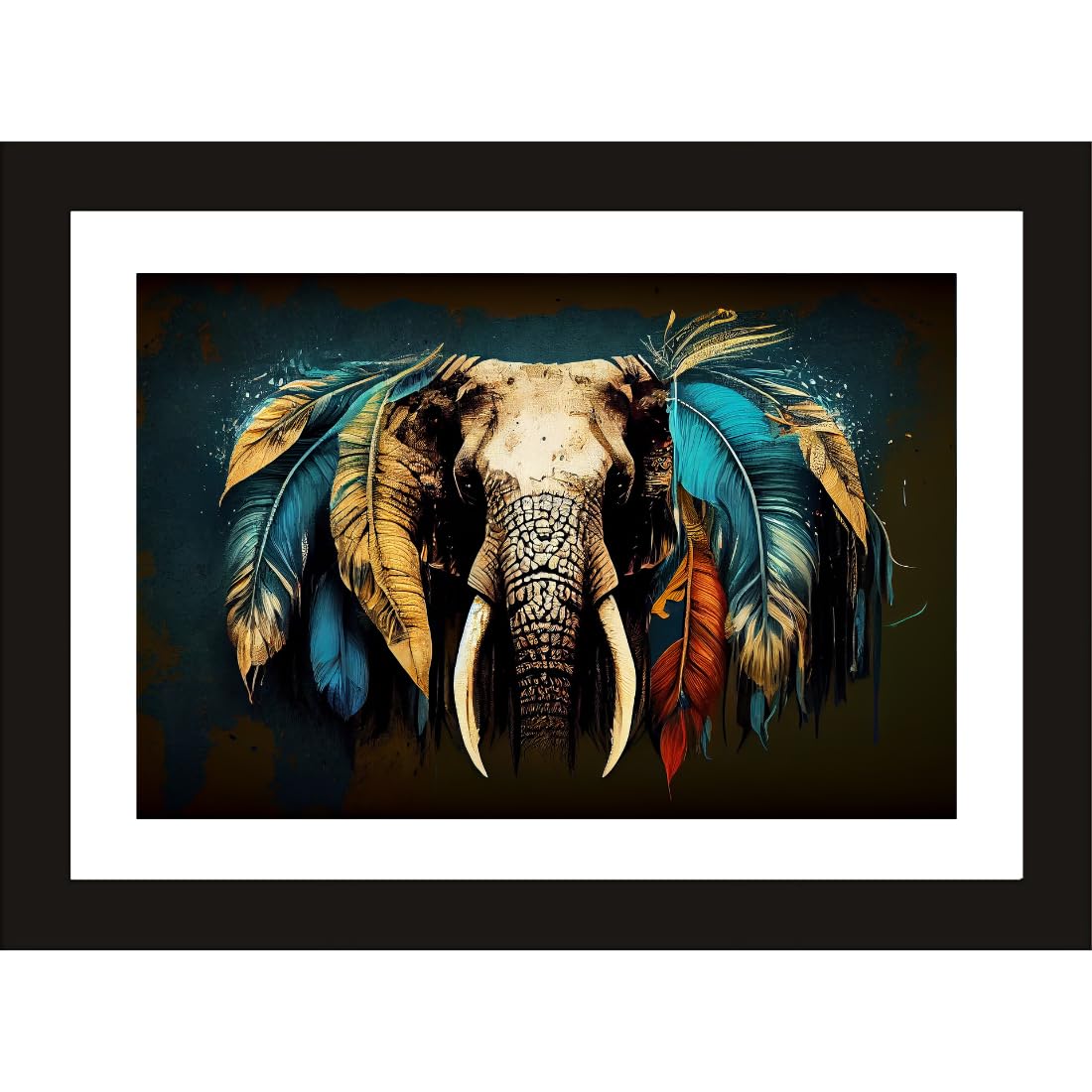 CRAFT QUEST Abstract Modern Pachyart Art Painting Poster Frame for Home & Office Wall Decoration - Portrait, Wall Display (Black, 14x10 Inch Frame with Art Print) (Tropical Reverie)
