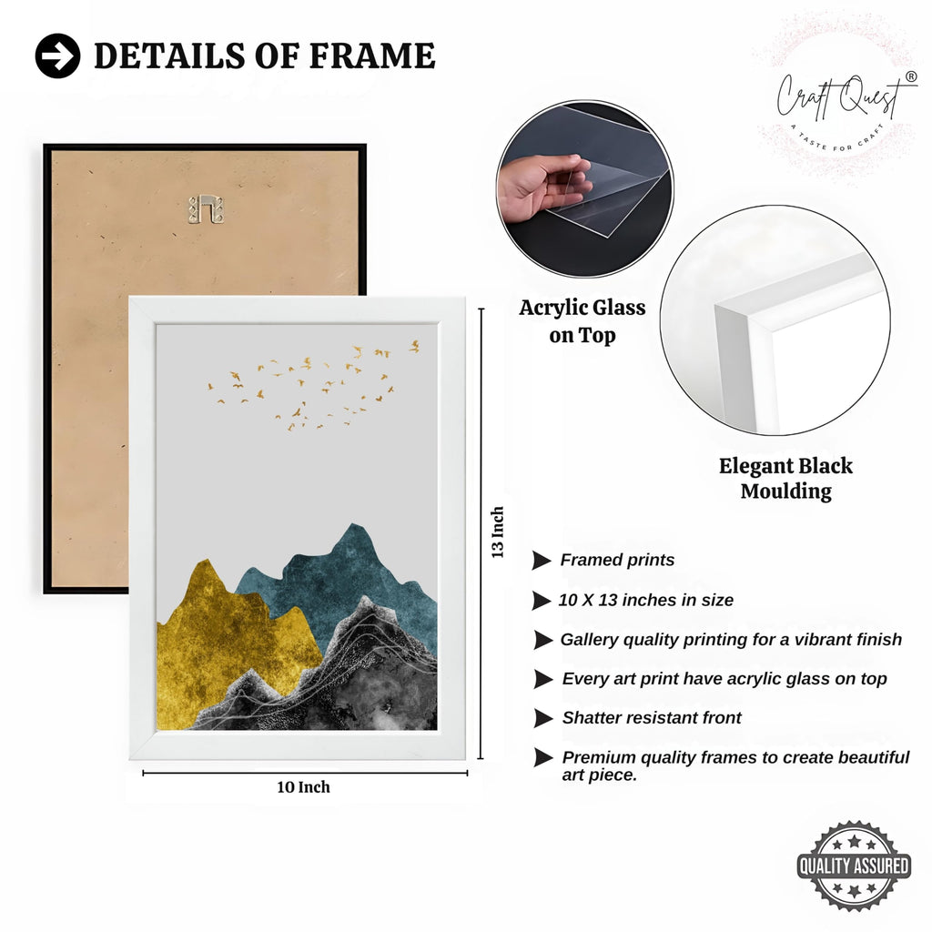 CRAFT QUEST Chinese Landscape Abstract Art Modern Art | Set of 3 Frames for Home Decoration | Ideal for Living Room, Bedroom & Offices