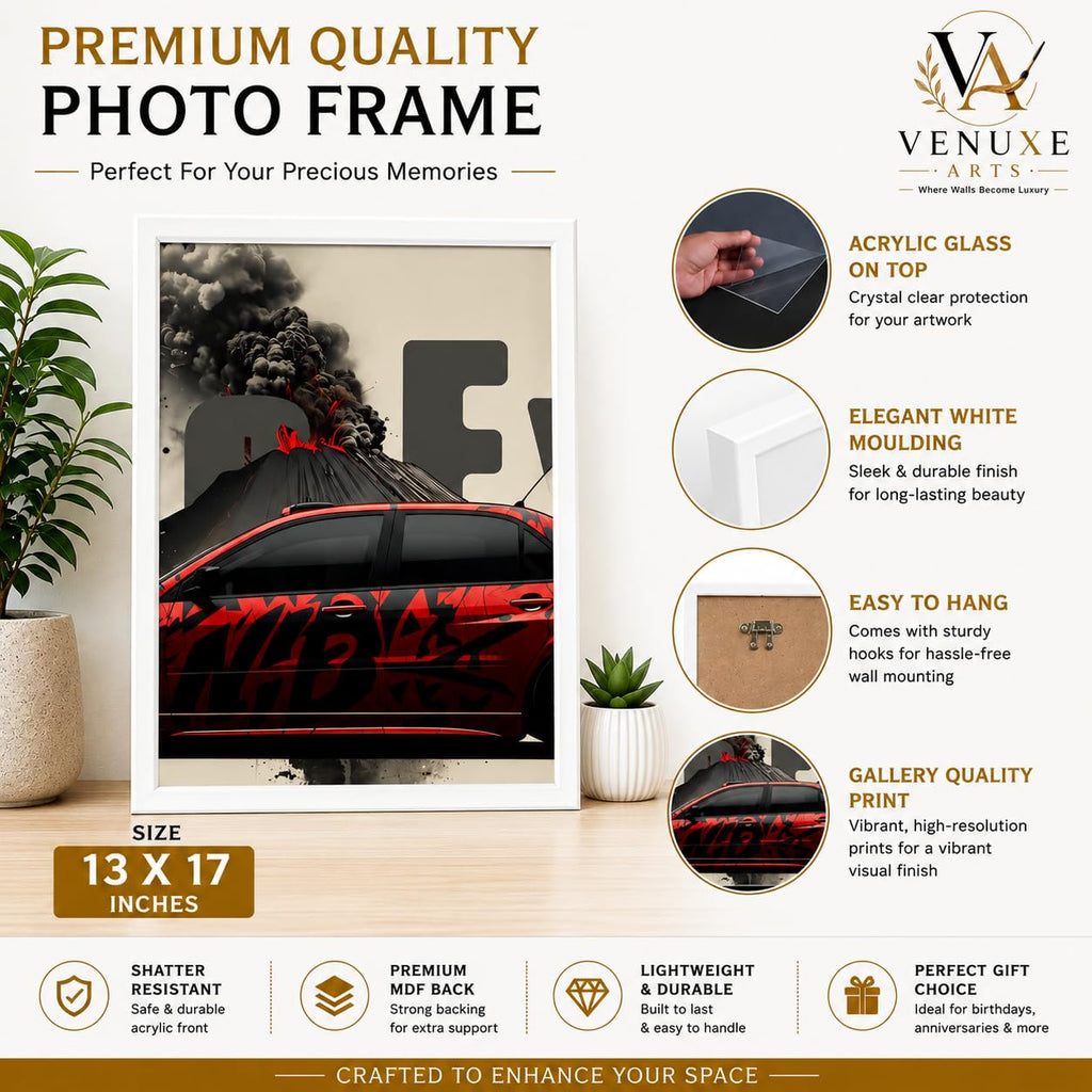 VENUXE ARTS Set Of 3 Big Sports Cars Framed Posters Gift Items for Boys Room Wall Decoration Bedroom Living Room Office Studio Décor | Car Poster Frame for Wall Décor