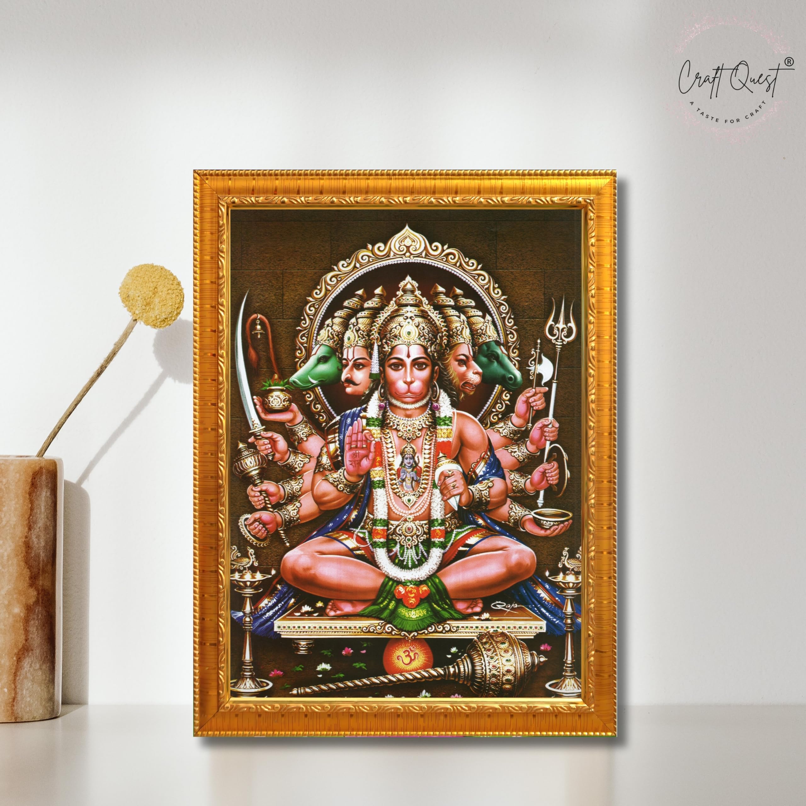CRAFT QUEST Lord Hanuman Ji Hanumanji Jai Bajrangbali Bajrang Photo Frame For Home Décor, Temple, Pooja Room, Wall, Gift Items