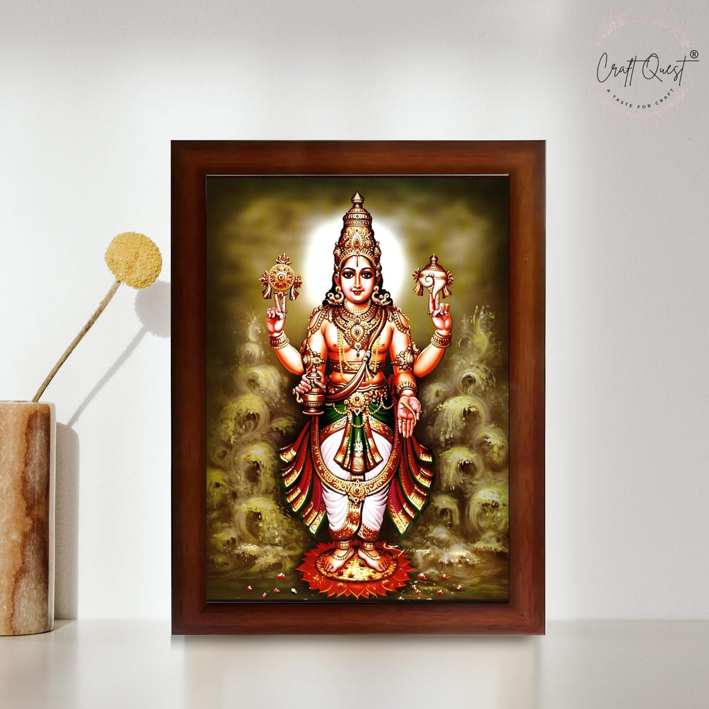 CRAFT QUEST Lord Dhanvantari Dhanwantri Wall Photo Framed For Home, Pooja, Temple, Gift, Wall Décor Item