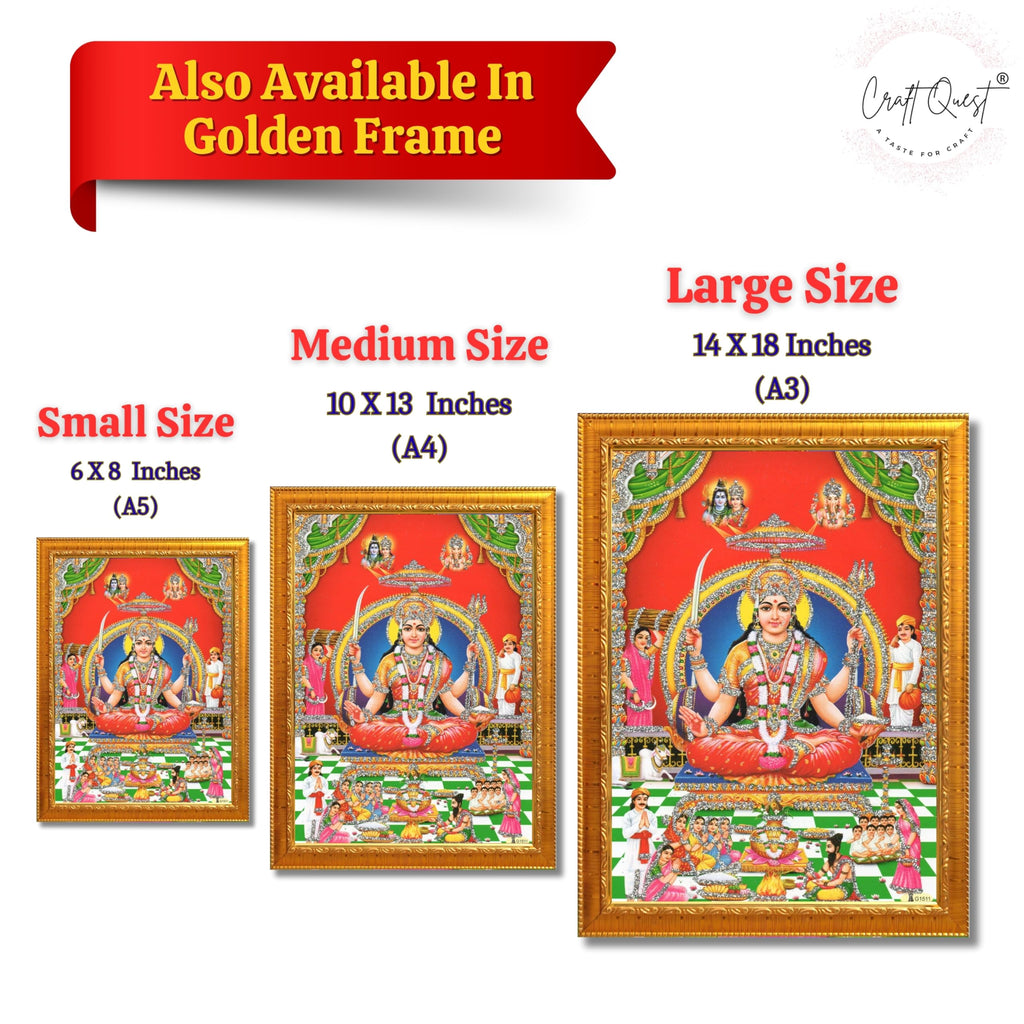 CRAFT QUEST Maa Santoshi Wooden Photo Frame With Acrylic Sheet For Worship/Pooja