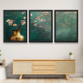 CRAFT QUEST Nature Inspired Flowers In Vase Modern Wall Art | Set of 3 Frames for Home Decoration | Ideal for Living Room, Bedroom & Offices