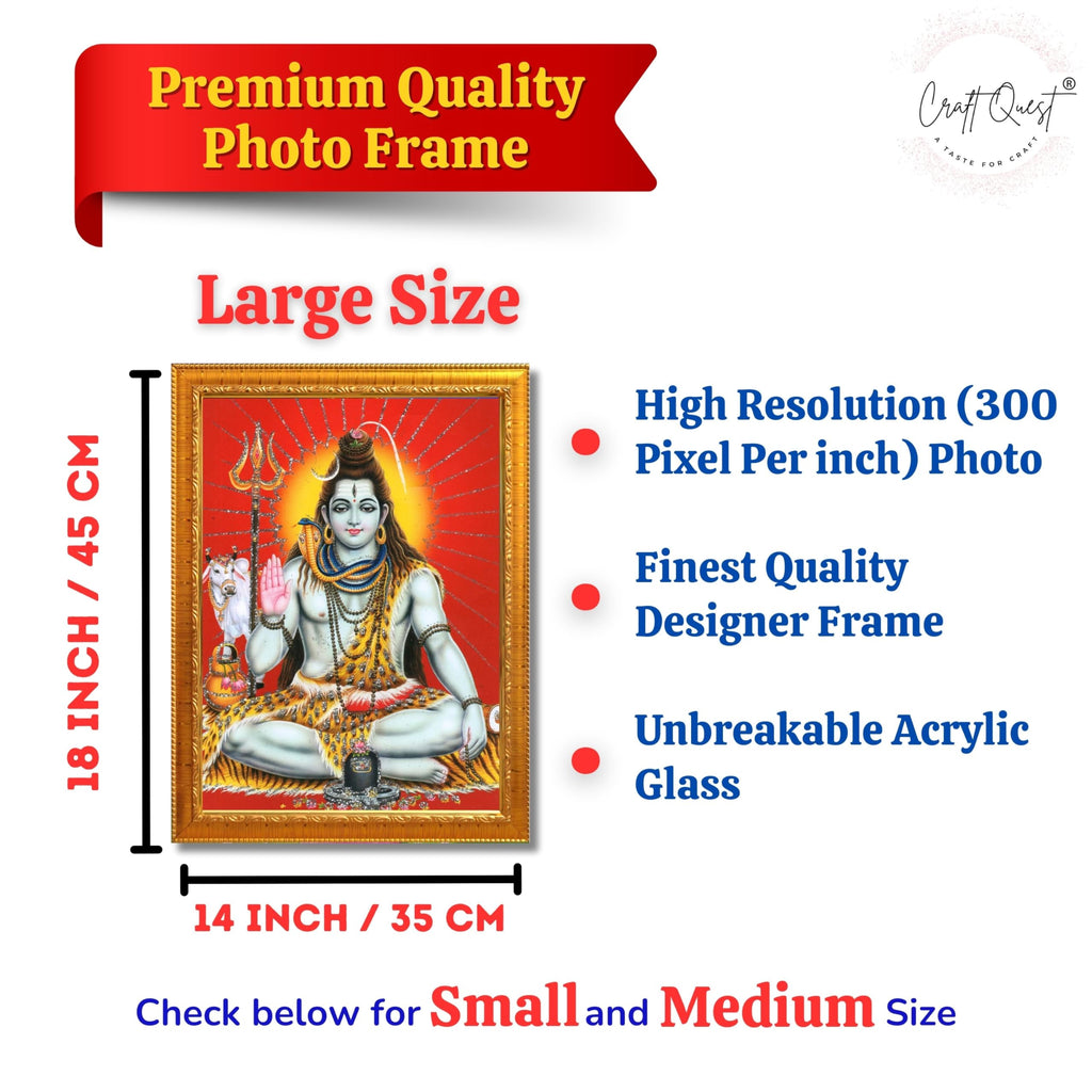 CRAFT QUEST God Shiv Shiva Wall Painting | Premium Framed Hindu God Wall Art | Spiritual Mahadev Poster for Living Room, Bedroom, Office, Meditation & Temple Décor |