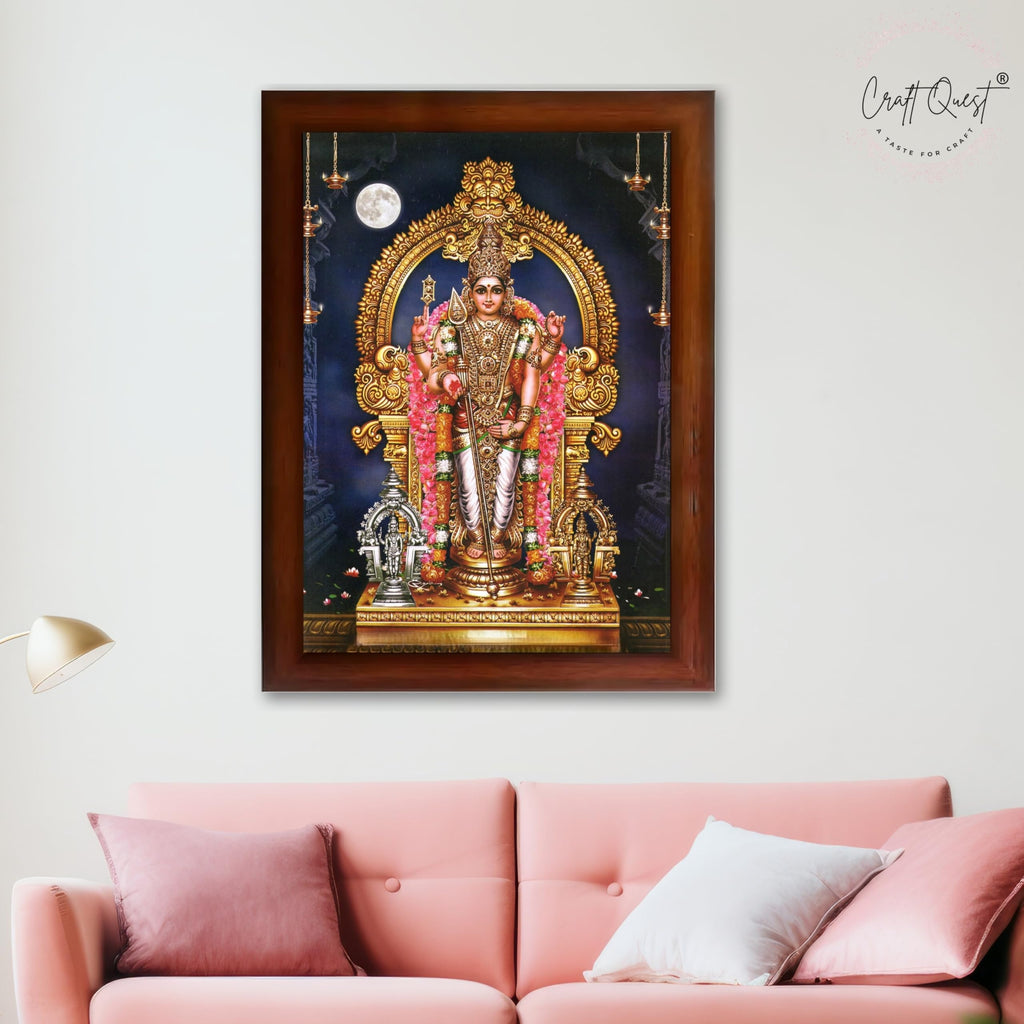 CRAFT QUEST Lord Murugan Subramanya Swamy Wall Photo Frame | South God Picture Frame for Home, Office, Temple & Gifting
