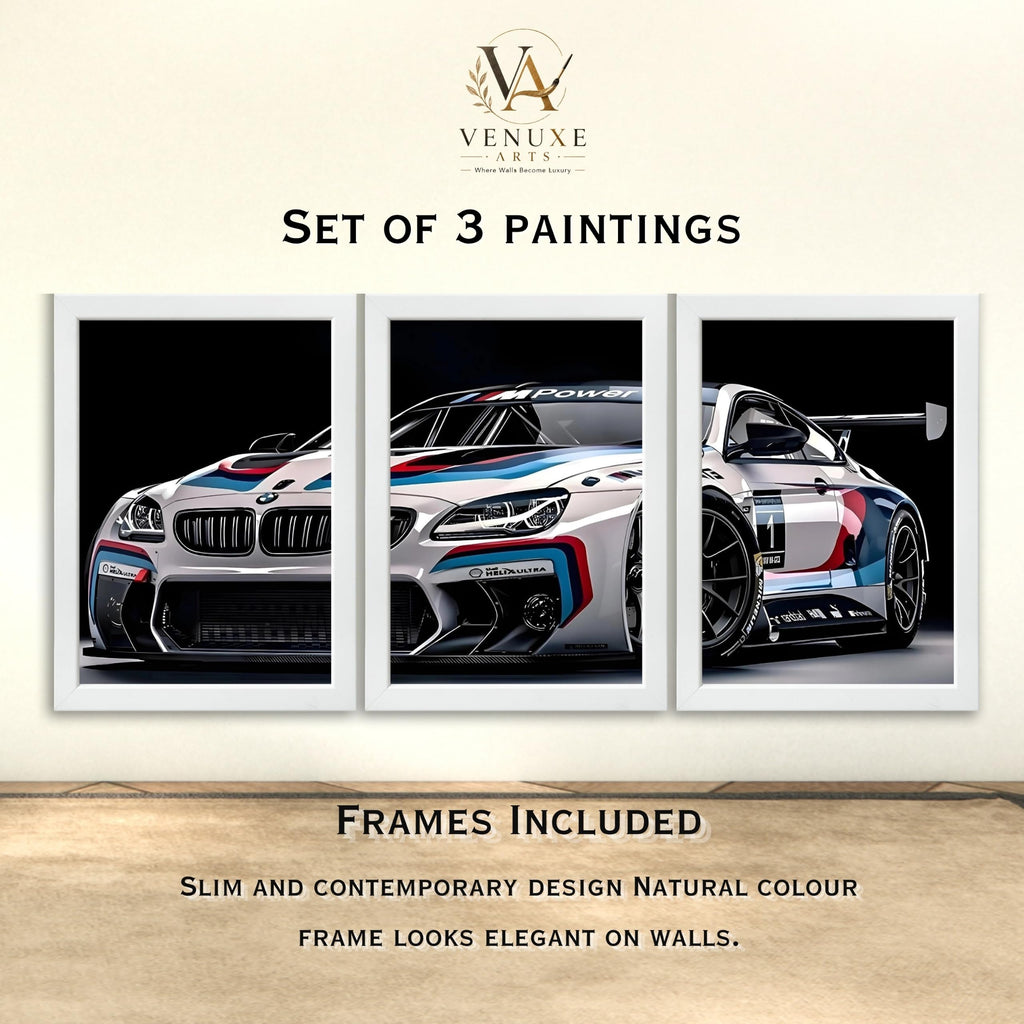 VENUXE ARTS Set Of 3 Big Sports Cars Framed Posters Gift Items for Boys Room Wall Decoration Bedroom Living Room Office Studio Décor | Car Poster Frame for Wall Décor