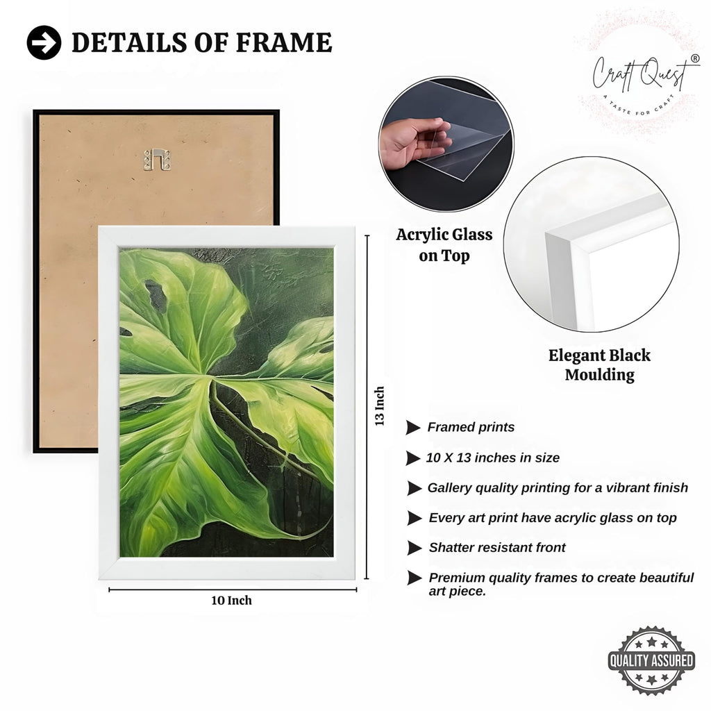 CRAFT QUEST Nature Inspired Painting Of Plant With Green Leaves Wall Art | Set of 3 Frames for Home Decoration | Ideal for Living Room, Bedroom & Offices
