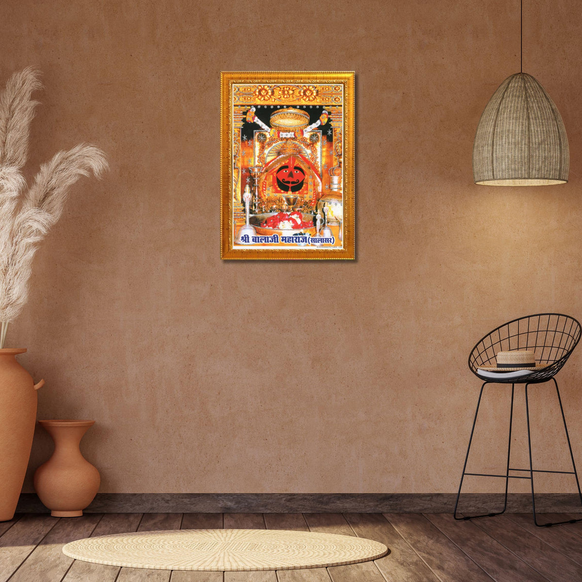 CRAFT QUEST Salasar balaji Hanuman | Bajrangbali Religious Photo with frame for Home Decorative Item Synthetic Wood