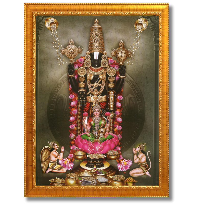 CRAFT QUEST Venkateshwara Tirupati Balaji Lakshmi venkateshwer Swamy Wall Photo Frame For Home, Temple, Pooja, Wall Décor Item