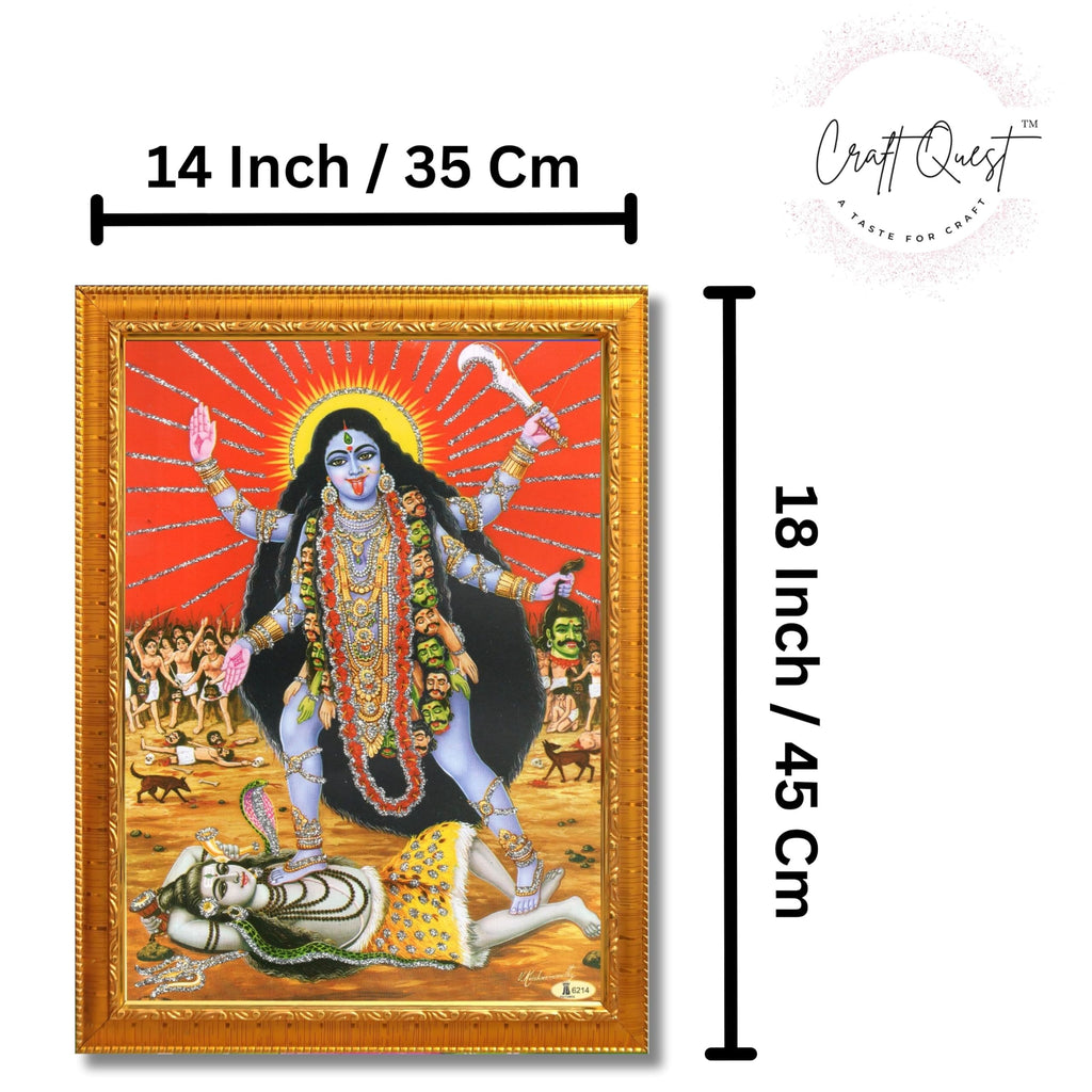 CRAFT QUEST Kali Mata photo with frame, God Religious Framed With Acrylic Glass