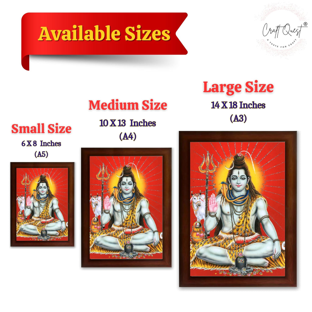 CRAFT QUEST God Shiv Shiva Wall Painting | Premium Framed Hindu God Wall Art | Spiritual Mahadev Poster for Living Room, Bedroom, Office, Meditation & Temple Décor |