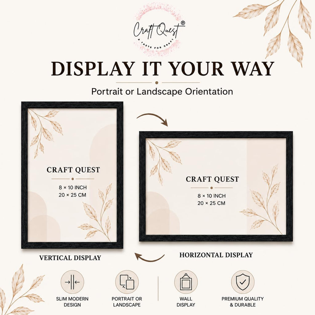 CRAFT QUEST 4X6 Inch Size synthetic Wall Mount Photo frames Single For Home Decoration, Living Room, Office Decoration (Natural, Set of 1)