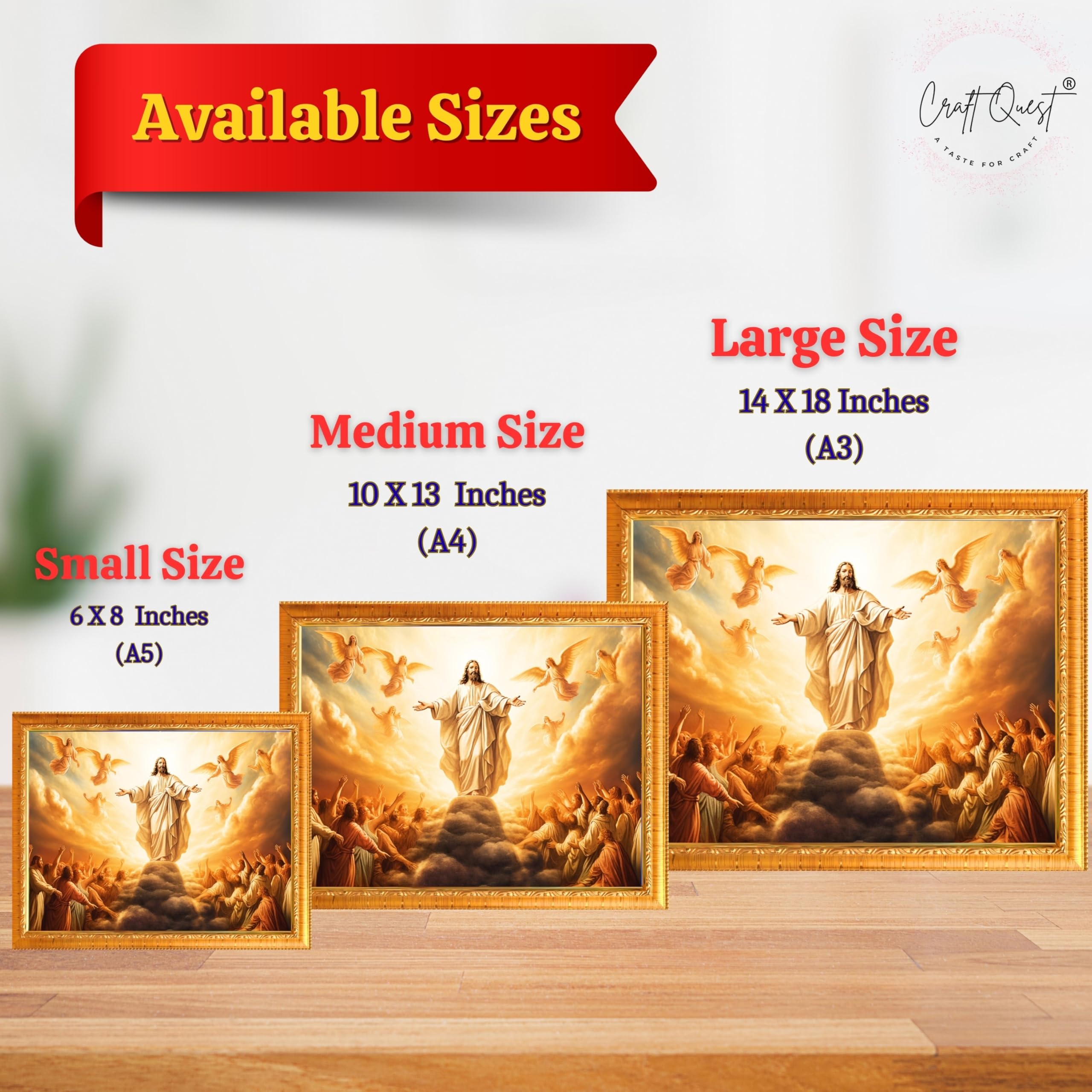 CRAFT QUEST Lord Jesus Christ Photo Frame | Decorative Picture for Gifts, Home Decor | Jesus Painting, Religious Photo Frame
