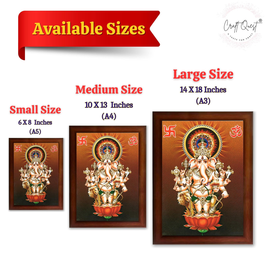 CRAFT QUEST Drishti Ganapati ji for Entrance Vastu Ganesha Wall Painting Framed Home Decor | Religious God Picture Frame for Home, Office, Temple & Gifting