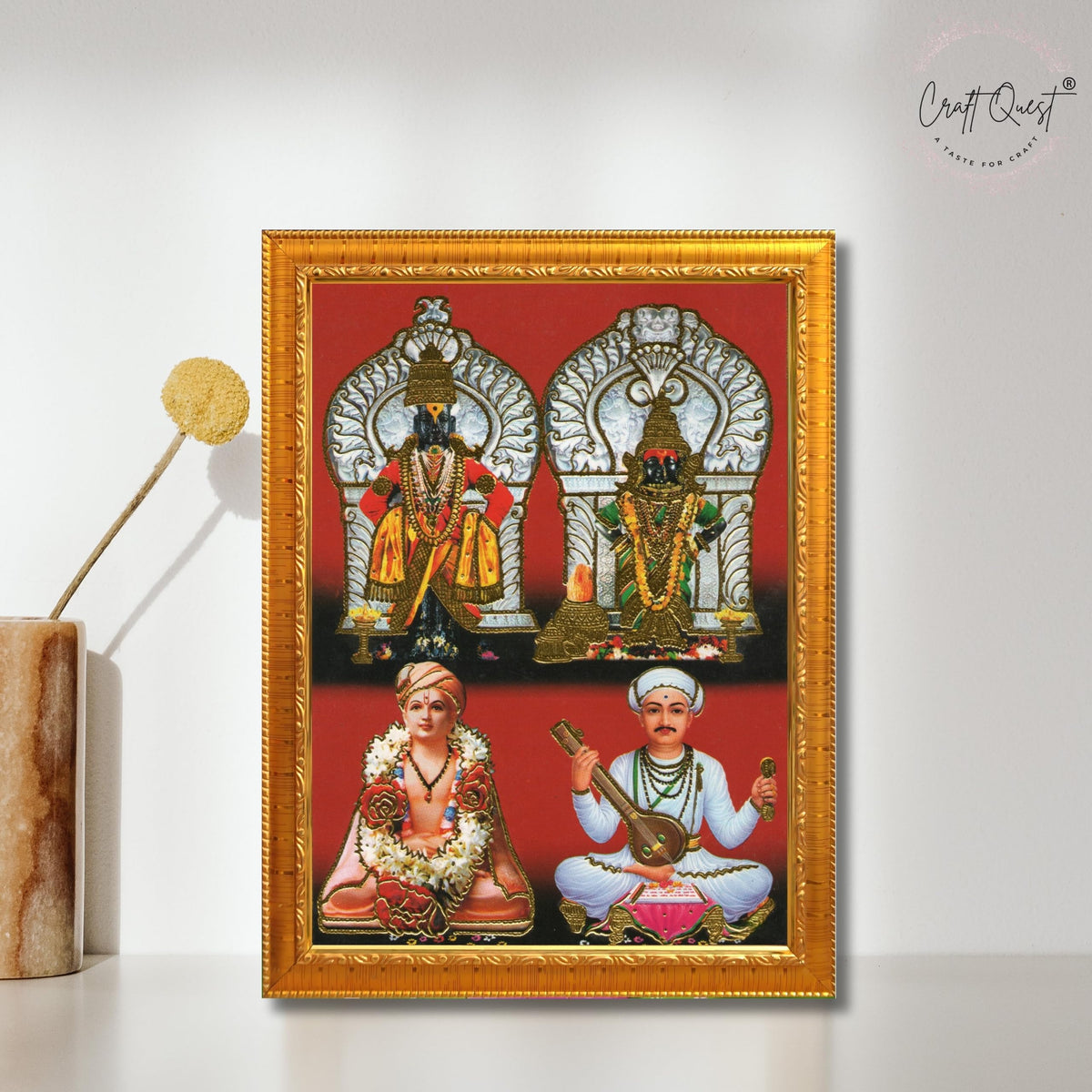 CRAFT QUEST Lord Shri Vitthal Rukmini Photo Frame with Acrylic Sheet Wall Hanging/Gift/Temple/puja Room/Home Decor Frame Item