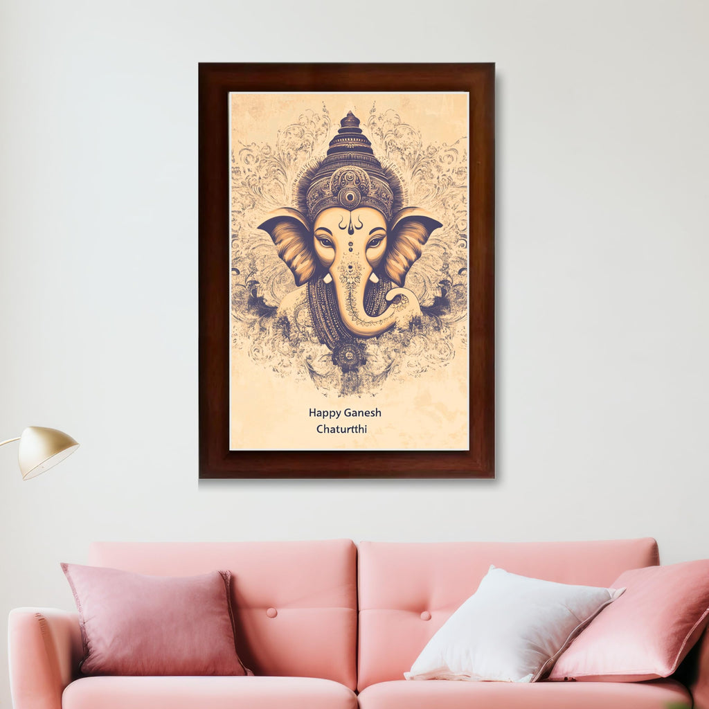 CRAFT QUEST Lord Ganpati Ganesh God Frame for Pooja Room & Wall Decor GA-253