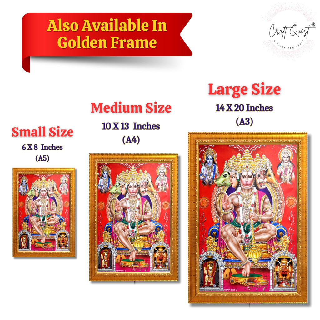 CRAFT QUEST Panchmukhi Hanuman JI | Bajrangbali Religious Photo frame Home Decorative Item Synthetic Wood
