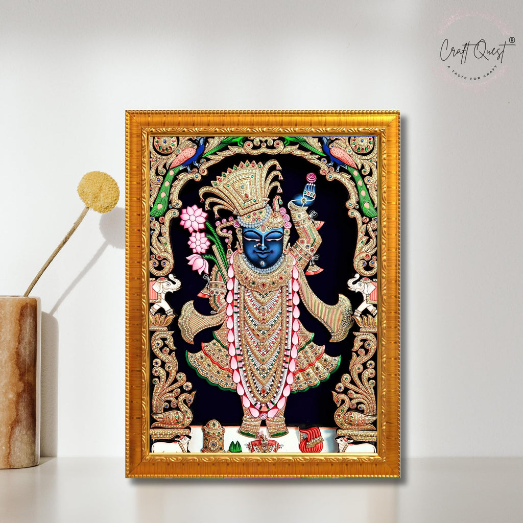 CRAFT QUEST Shrinathji Photo with Frame | Shreenathji Photo with Frame Religious Framed Painting