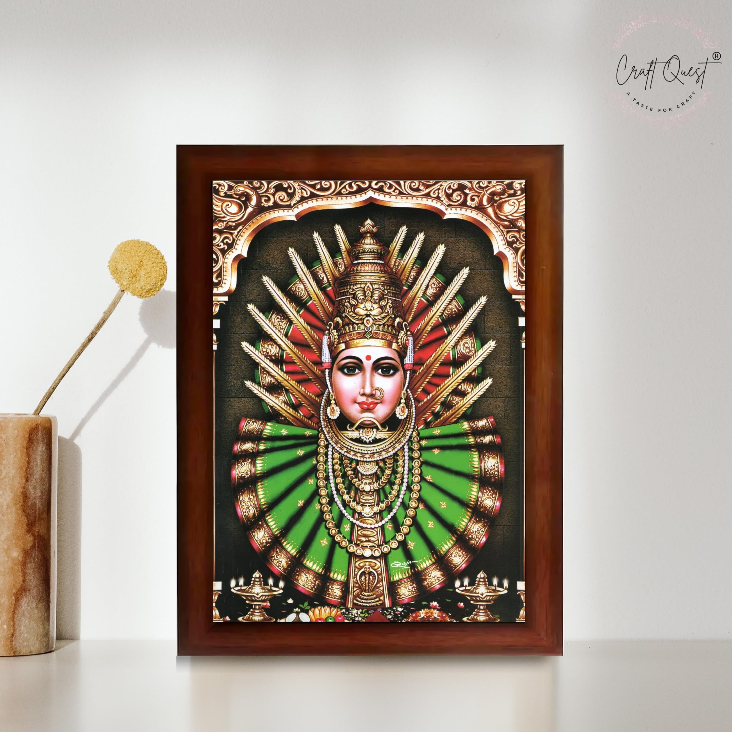 CRAFT QUEST Renuka Devi Yellamma Mata Ellamma Thalli Wall Photo Frame | South God Picture Frame for Home, Office, Temple & Gifting, Decor