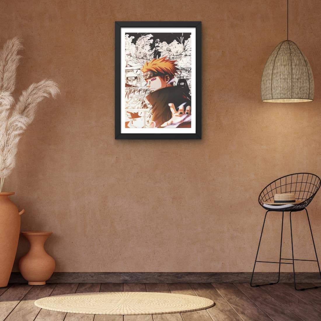 CRAFT QUEST Naruto Anime Laminated Posters Framed Painting For Anime Naruto Fans Wall Decor, Home Decor with Matt Black Frame (14 Inches x 10 Inches)