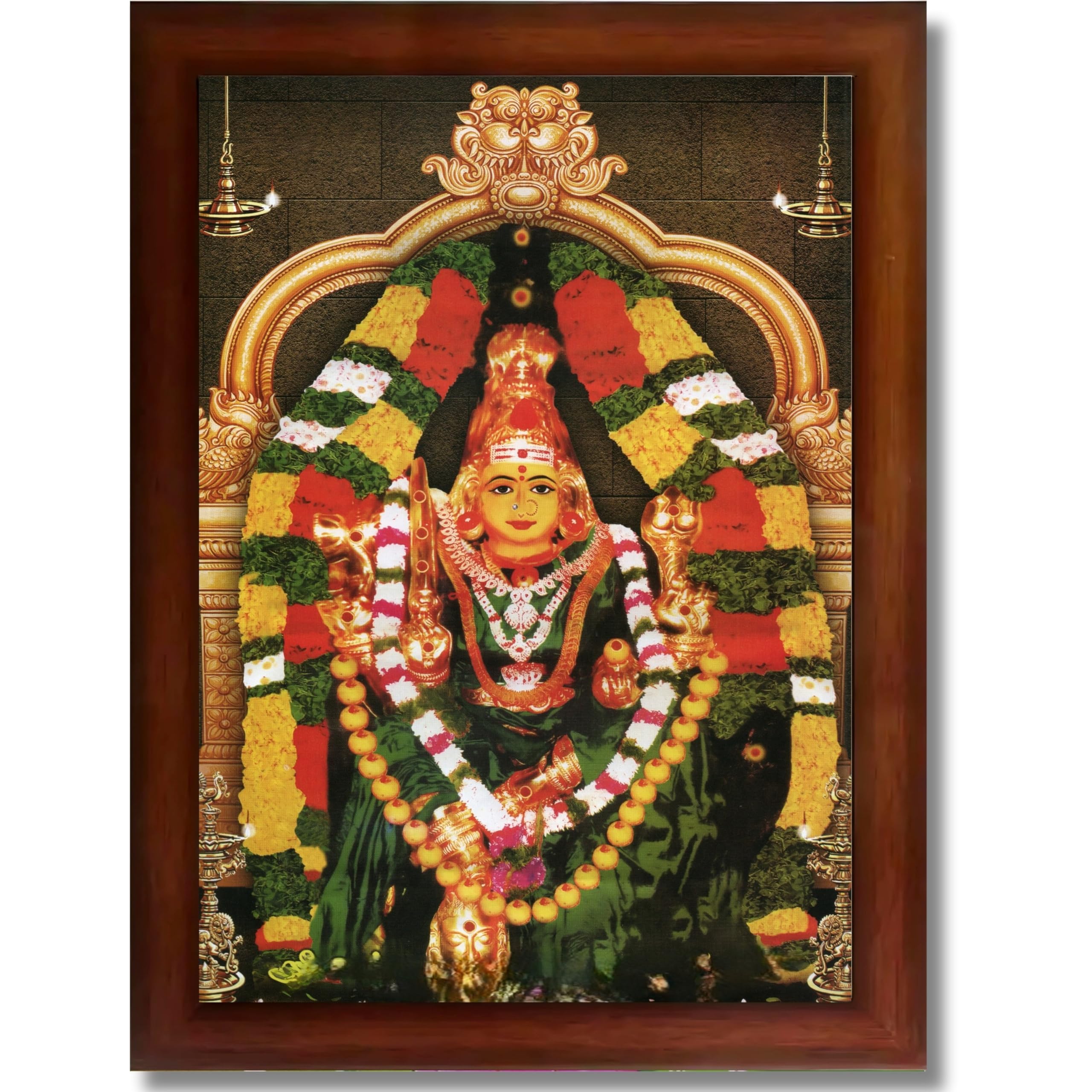 CRAFT QUEST Vijayawada Kanaka Durga Devi Durgamma Wall Photo Framed | South God Frame for Home, Office, Temple & Gifting