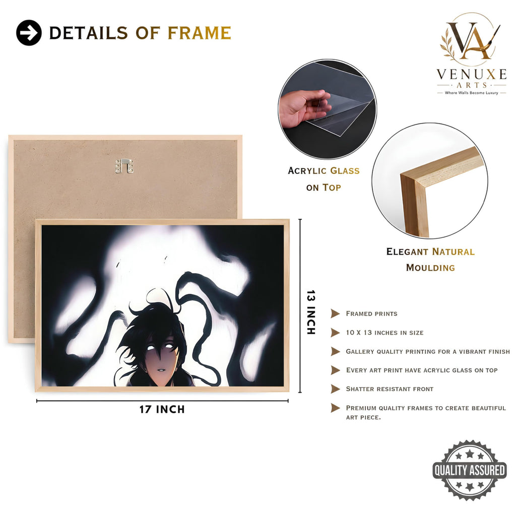 VENUXE ARTS Set Of 3 Anime Characters Wall Framed |Anime Characters Framed Poster for Living Room Bedroom Gaming Room Studio Wall Decor