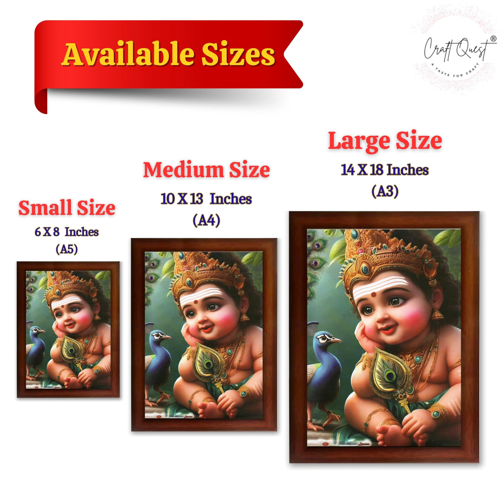 CRAFT QUEST Lord Murugan Photo Frame for Pooja Room - Kartikeya, Subramanya Swamy, Balamurugan Wall Decor | Religious Hindu God Picture Frame for Home, Office, Temple & Gifting